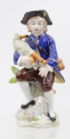 Auktion 367<br>Figur, Sitzendorf, Dudelsackspieler mit Lamm, leider besch&auml;digt, ca. H-11cm