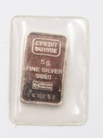 Auktion 367<br>Feinsilberbarren, 5g, Credit Suisse