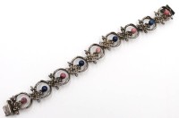Auktion 367<br>Design-Silber-Armband, Rosenquarz und Amethyst, ca. 33,2gr., L-18,5cm