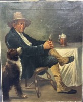 Auktion 367<br>S. Verdi "Herr und Hund"  &Ouml;l/Leinen, 56x46 cm