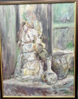 Auktion 367<br>Albert FESER (1901-1993) "Stillleben mit Puppe", &Ouml;l/Bristol, verso ebenfalls signiert, schmal gerahmt, RG 54x41 cm