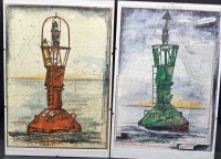 Auktion 367<br>O.WH, 2 Kunstdrucke, Bojen, um 1965, 45x30 cm