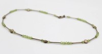Auktion 367<br>Halskette, Silber, gr&uuml;ne Steine ?, ca. L-42cm