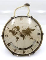 Auktion 367<br>Weltzeit-Wanduhr, Kienzle, Entw. von Heinrich M&ouml;ller, Werk l&auml;uft, ca. D-25cm