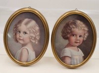 Auktion 367 / Los 5026 <br>2x Kinderdrucke, oval gerahmt, je RG 25 x 19,5cm