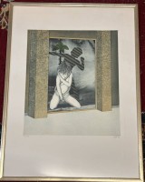 Auktion 367 / Los 5031 <br>unleserl. signiert (wie vorher) Radierung?, Nr. 1/45, ger/Glas, RG 67x49 cm