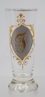Auktion 367 / Los 10029 <br>Jugendstil-Glasbecher mit Emaille-Handmalerei, berieben, ca. H-16cm