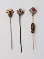 Auktion 367<br>3x antike Nadeln, 19. Jhd, ca. L-6cm