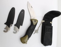 Auktion 367<br>Jagdmesser, Wechselklingen anbei, ungemarkt, ca. L-21cm