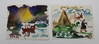 Auktion 367<br>2x Aquarelle,  N.M. Morozov, wohl Skizzen, je ungerahmt, BG ca. 15 x 19cm