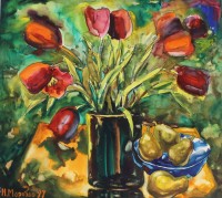 Auktion 367<br>H. Morozov 97, Blumenstilleben, Aquarell, verso kyrill. betitelt, ungerahmt, BG 56,5 x 62cm