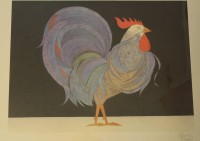 Auktion 367<br>Maria Reese, gr. Kunstdruck, Hahn, handsigniert, gerahmt/Glas, RG 83 x 63cm