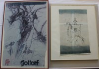 Auktion 367 / Los 5046 <br>2x Kunstdrucke, Horst Jansen und Paul Klee, je ger./Glas, RG 74,5 x 50cm u. 60 x 50cm