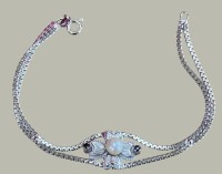 Auktion 367<br>Silber Armkette-835- mit Perle, 2 Safire, L-18 cm, 8,4 gr.