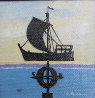 Auktion 367 / Los 4038 <br>Klaus ROSKAMP (1941), Windrose, &Ouml;l/Leinwand, gerahmt, RG 9,5 x 9,5cm