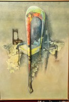 Auktion 367<br>B. (19)81, abstrakt,&Ouml;l/Platte, gerahmt, RG 82x58 cm