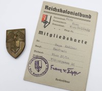 Auktion 367<br>Abzeichen und Karte, Reichskolonialbund, 3. Reich