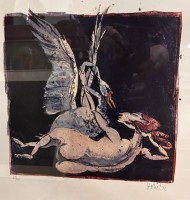 Auktion 367<br>Steinel, (20)12 "Leda und der Schwan" Grafik Nr. 28/30, ger/Glas, RG 73x57 cm