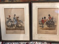 Auktion 367<br>2x Un&iacute;formen, K&ouml;nigreich Sachsen, Lithografien um 1830, ger/Glas, RG 50x38 cm