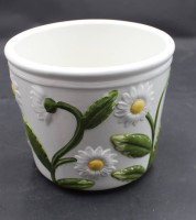 Auktion 367<br>Blumen-&Uuml;bertopf, Italy, tw. Majolika Blumen, minimale Farbabplatzer, H-15 cm, D-18 cm