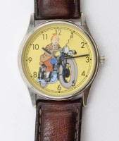 Auktion 367<br>Vintage Citime -Quarzuhr, Tim und Struppi auf einem Motorrad, Werk nicht gepr&uuml;ft, D-3cm