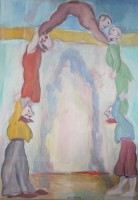 Auktion 367<br>Franziskus Dellgruen (1901-1984), Artisten, Aquarell, ger./Glas, RG 90 x 66cm