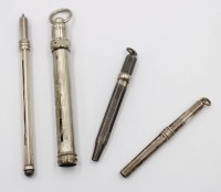Auktion 367<br>4x Stifthalter, 3x Silber (zus. ca. 12,2gr.), Gr&ouml;&szlig;te L-7,5cm