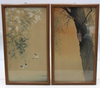 Auktion 367<br>2x wohl Farbholzschnitte von Ohara Koson (1877-1945), Alter ?, je gerahmt/Glas, RG 36 x 21cm