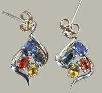Auktion 367<br>Paar  Silber-925- Ohrh&auml;nger, vergoldet, Farbsteine, 4,2 gr.