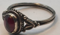 Auktion 367<br>alter Silberring-925-, roter Cabouchon, RG 58, 3,8 gr