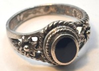 Auktion 367<br>alter Silberring-925- mit dunklen Cabouchon, RG 50, 5,4 gr.