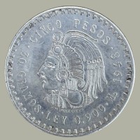 Auktion 367<br>5 Pesos Mexico 1948, Silber-900-, 46,2 gr