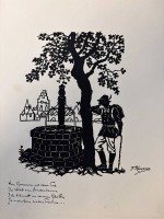 Auktion 367 / Los 5080 <br>F.Kaskeline, Schwerenschnitt, sign. und betitelt, um 1920 "Am Brunnen vor dem Tore...", ca. 30x24 cm