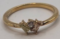 Auktion 367<br>Silberring-925-, vergoldet, klare und gelb-braune Steine, RG 60, 3,2 gr.