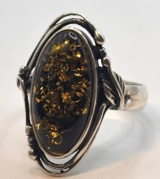 Auktion 367<br>Silberring-925- "TSD" gr&uuml;ner Bernstein, RG 56, 7 gr