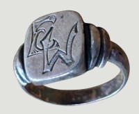 Auktion 367<br>kl. Siegelring, Silber-835-,EW", RG 52, 7,2 gr.