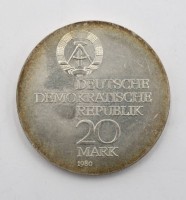 Auktion 368<br>20-Mark-Silber-Gedenkm&uuml;nze, DDR 1980, Ernst Karl Abbe, ca. 21gr., D-3,3cm