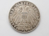Auktion 368<br>3 Mark-Silberm&uuml;nze der Freien und Hansestadt L&uuml;beck, 1914, 16,6gr., D-3,3cm