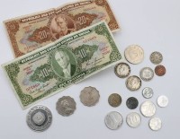 Auktion 368<br>kl. Konvolut Kleinm&uuml;nzen und 2 Banknoten, Alle Welt