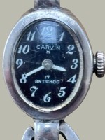 Auktion 368 / Los 2018 <br>mechan. DAU "Carvin" Silber-835- Geh&auml;use und Band, zus. 27,4 gr. Werk steht wohl