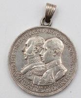 Auktion 368 / Los 6033 <br>3 Mark 1915, Mecklenburg, gehenkelt,