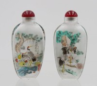 Auktion 368<br>Paar Snuffbottles, China, Zwischenglasmalerei, ca. H-9,5cm