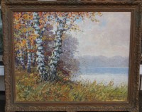 Auktion 368 / Los 4010 <br>Emil BARTOSCHEK (1889-1969) gr. Landschaft, &Ouml;l/Leinen, gerahmt, RG 97x116 cm, (Sperrgut)