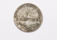Auktion 368<br>6 Kreuzer St&uuml;ck aus der Zeit von Franz II. f&uuml;r Vorder&ouml;sterreich, 1802, 2,27gr., D-2,1cm.