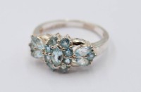 Auktion 368<br>Silberring mit hellblauen Steinen, 925er Silber, 4 gr.,  RG 59