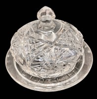 Auktion 368<br>massive Butter-bzw. K&auml;seglocke, Kristall beschliffen, H-12 cm, Teller D-17 cm