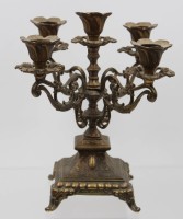 Auktion 368 / Los 15035 <br>5flammiger Leuchter, Messing, nach antikem Vorbild, ca. H-24,5cm