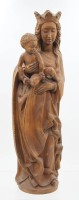 Auktion 368<br>hohe Heiligenfigur, Maria mit Kind, Holz, ca. H-43cm