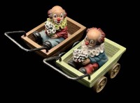 Auktion 368 / Los 15053 <br>2x "Gilde" Kinderwagen mit Clowns, H-ca. 7cm, L-ca. 10 cm