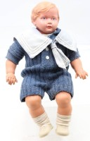 Auktion 368 / Los 12020 <br>Puppe ungemarkt, &auml;lter, Celluloidkopf, ca. H-40cm